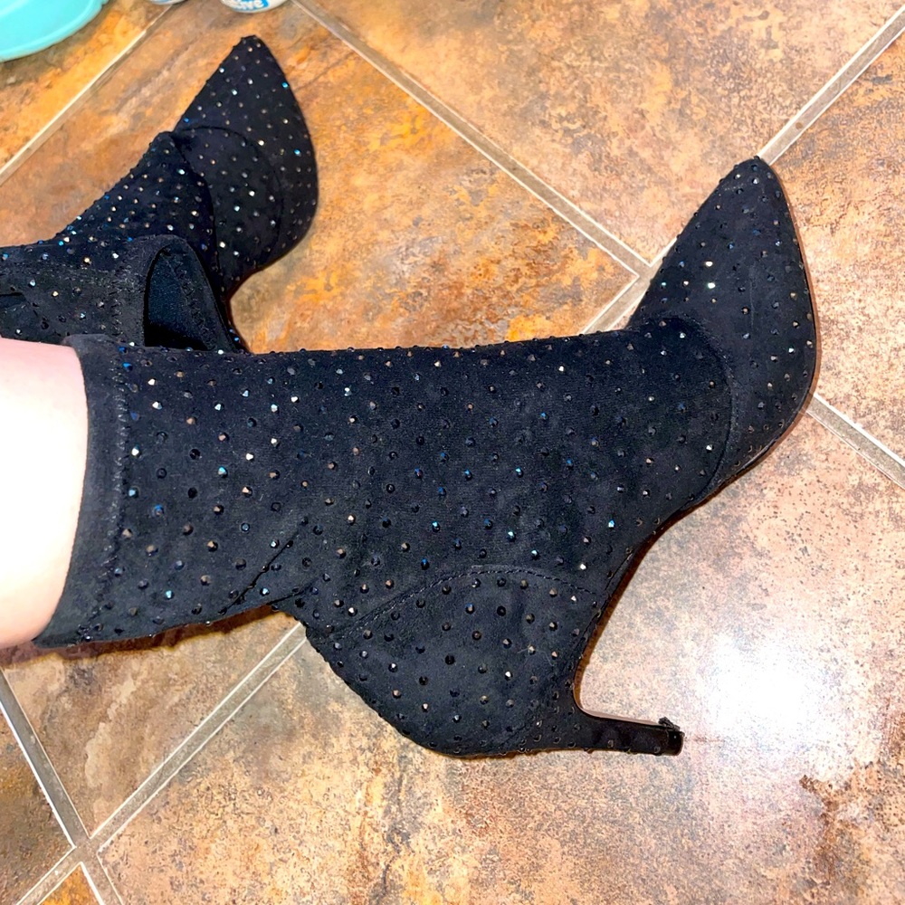 Crystal Embellished Black “Sock” Boots